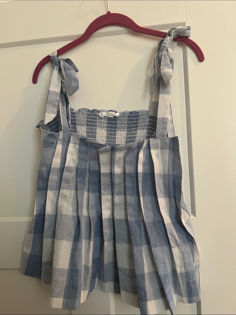 EUC All in Favor Blue and White Plaid Tie-Shoulder Dress